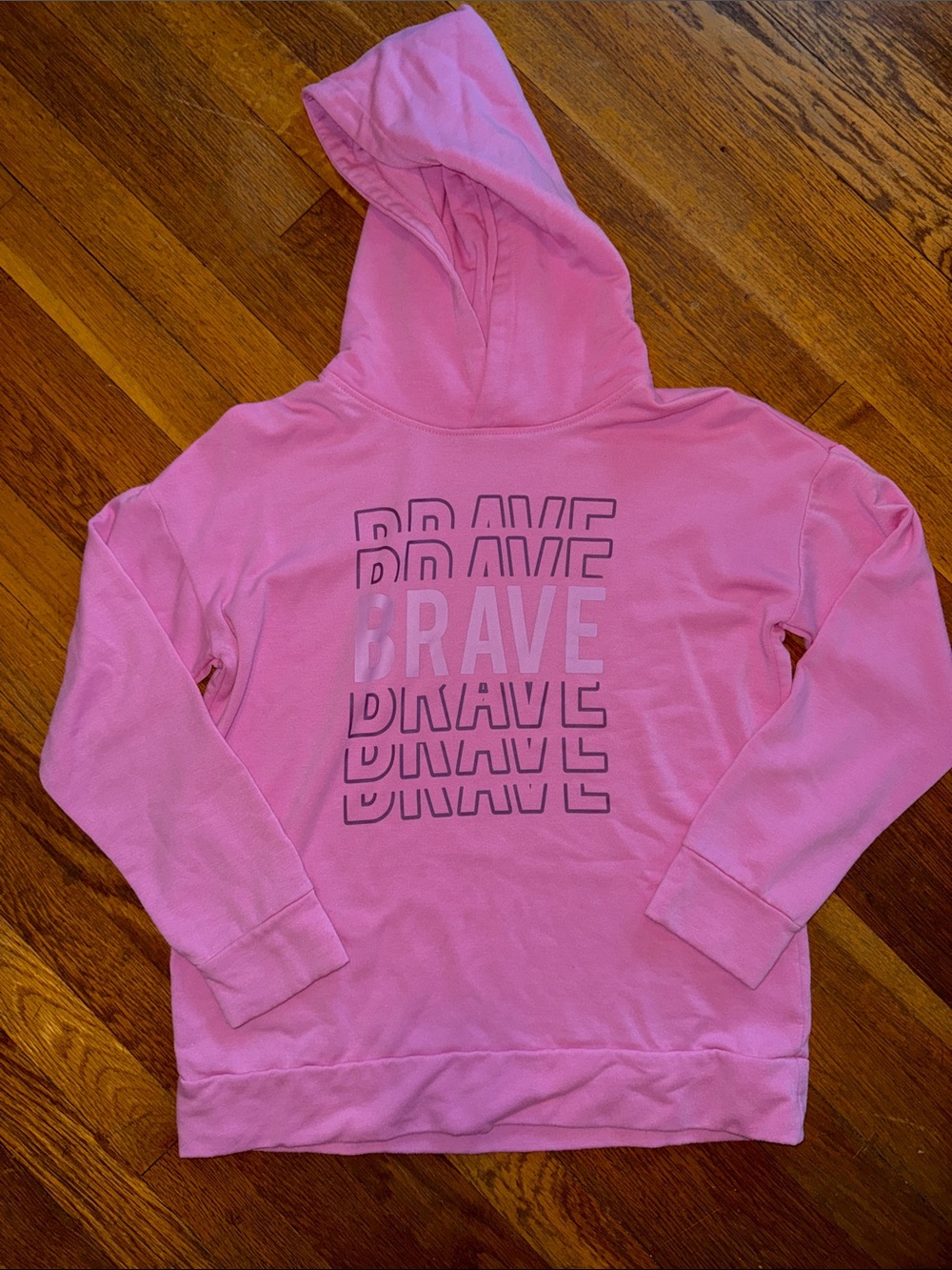 Kids Pink 'Brave' Graphic Hoodie Sweatshirt